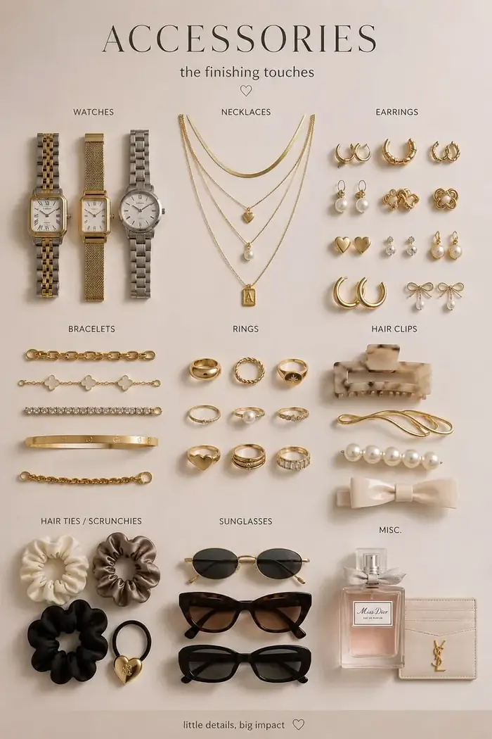 Pack femme : montres, bijoux, lunettes, parfum